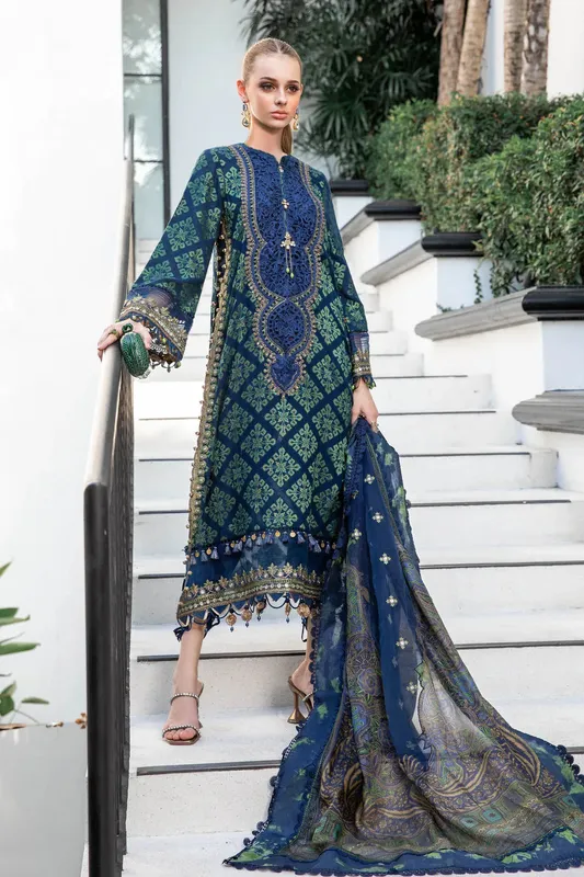 Maria B Blue Jacquard – view 1 – Poshaq