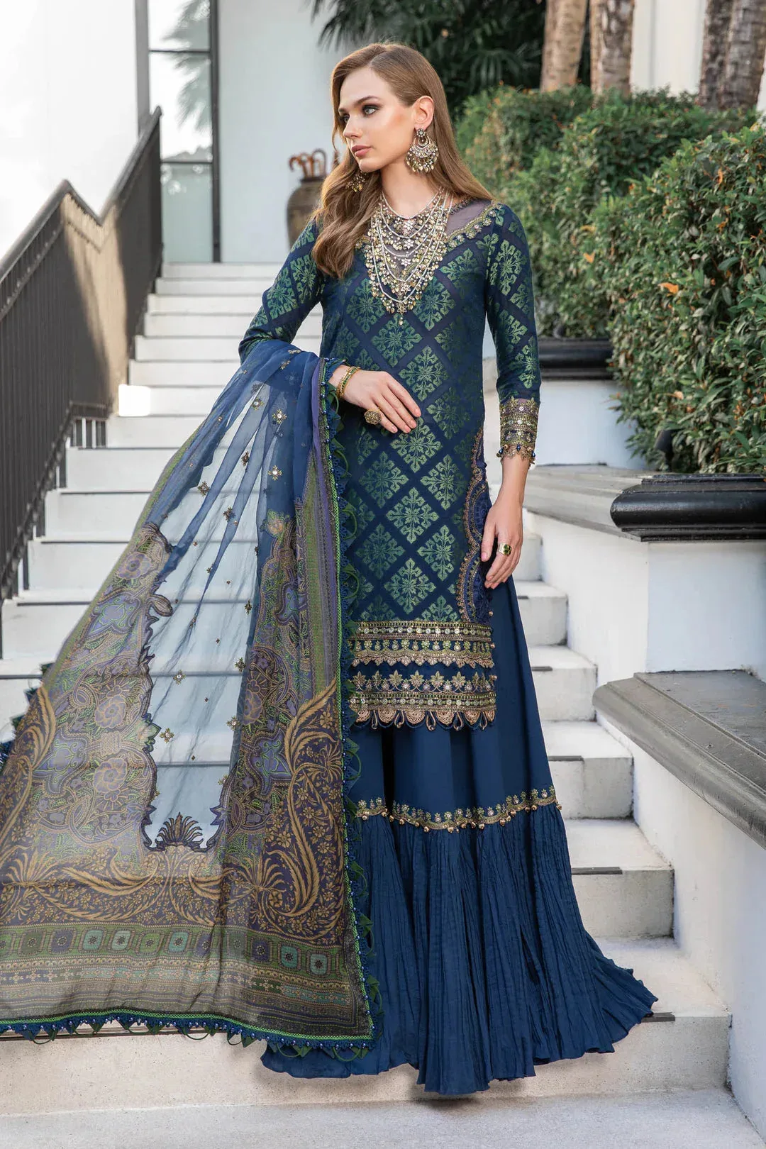 Maria B Blue Jacquard – view 2 – Poshaq
