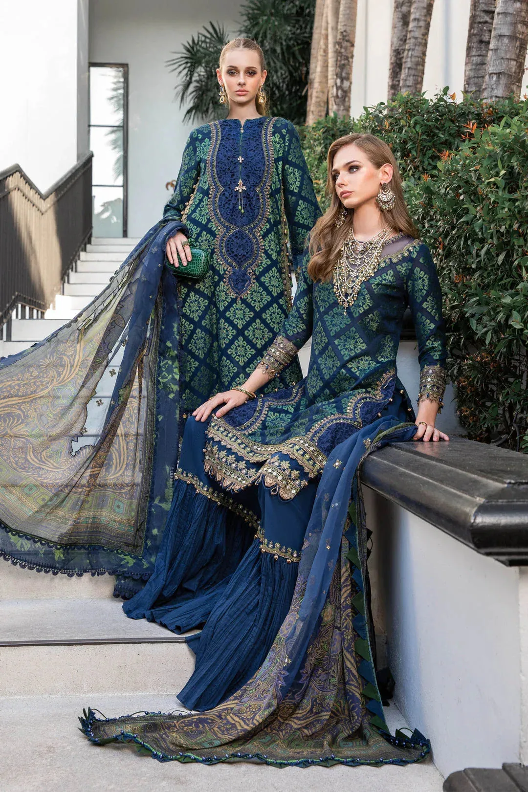 Maria B Blue Jacquard – view 3 – Poshaq