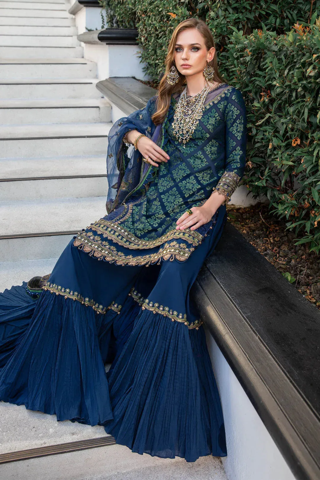 Maria B Blue Jacquard – view 5 – Poshaq