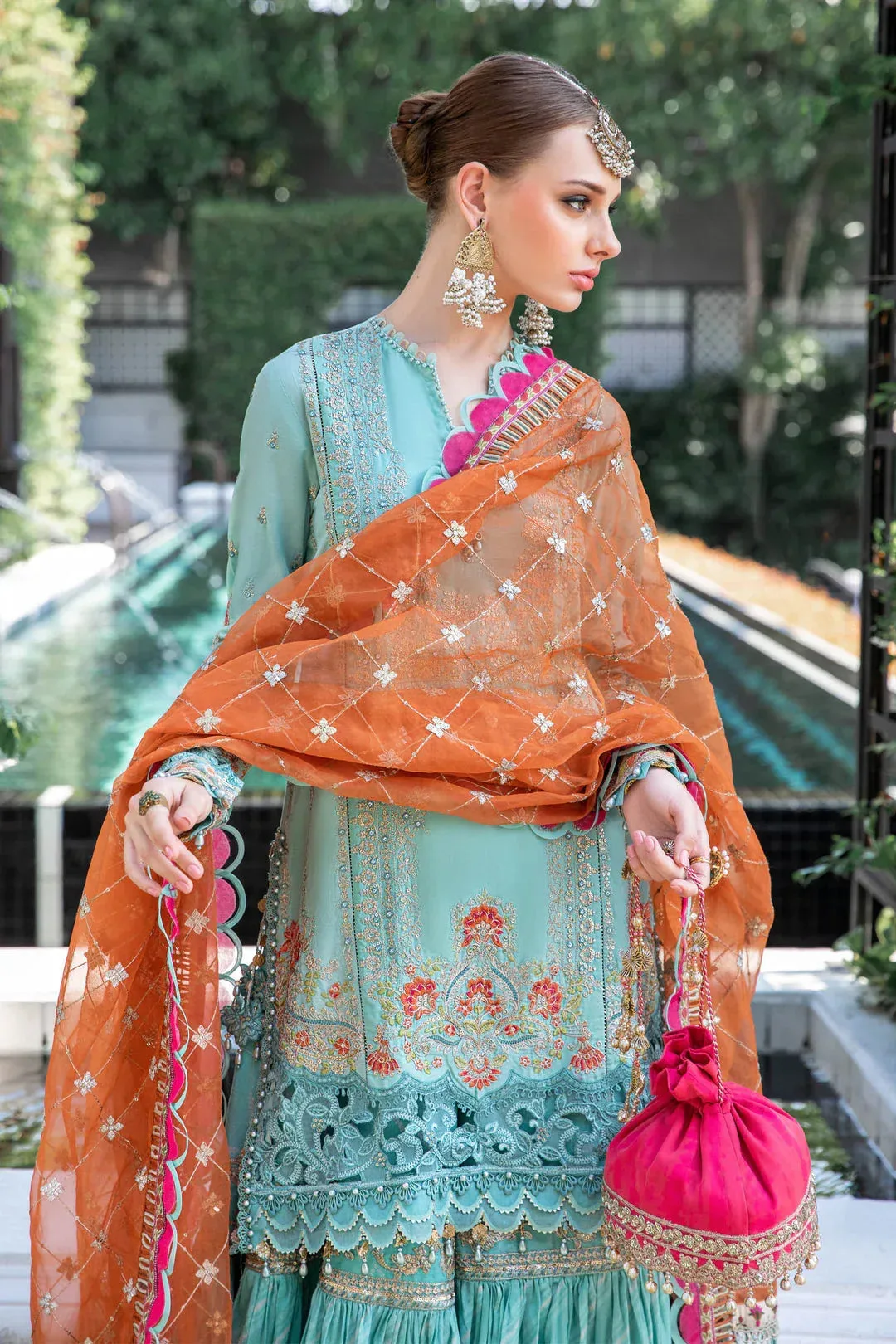 Maria B Green Organza – view 3 – Poshaq