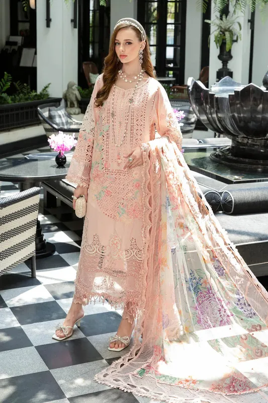 Maria B Peach Organza – view 1 – Poshaq