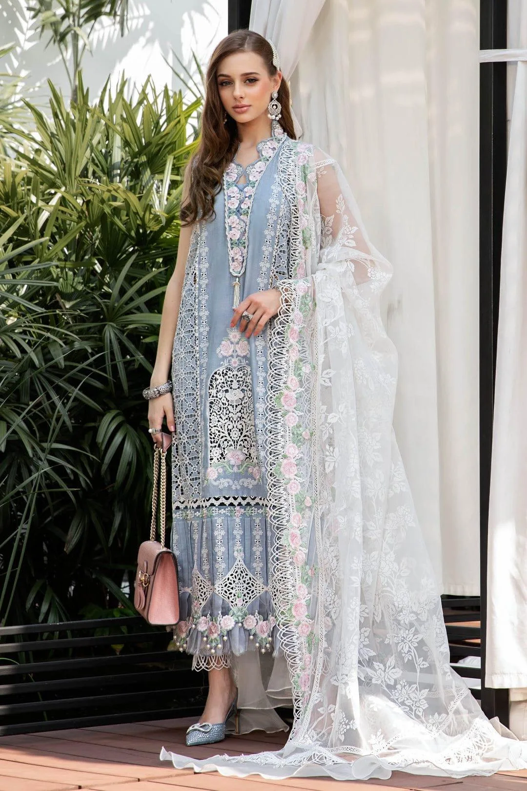 Maria B Blue Organza – view 1 – Poshaq
