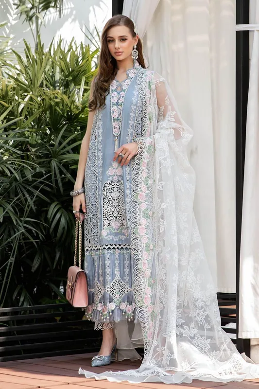 Maria B Blue Organza – view 1 – Poshaq