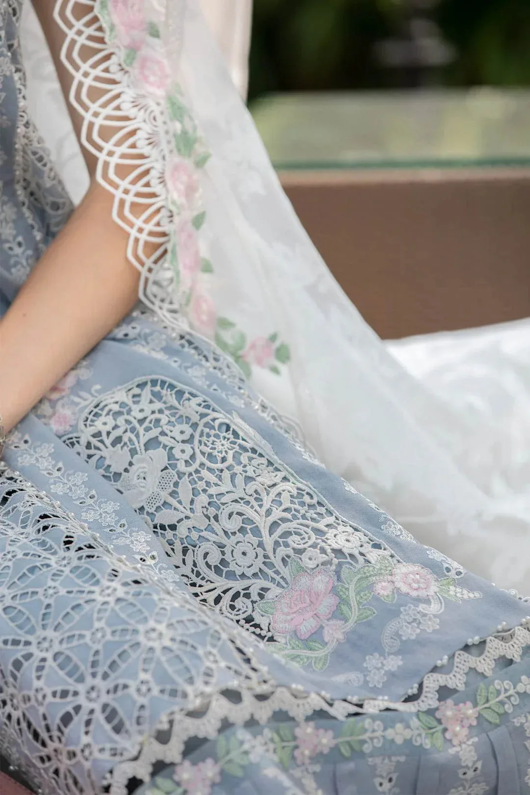 Maria B Blue Organza – view 3 – Poshaq