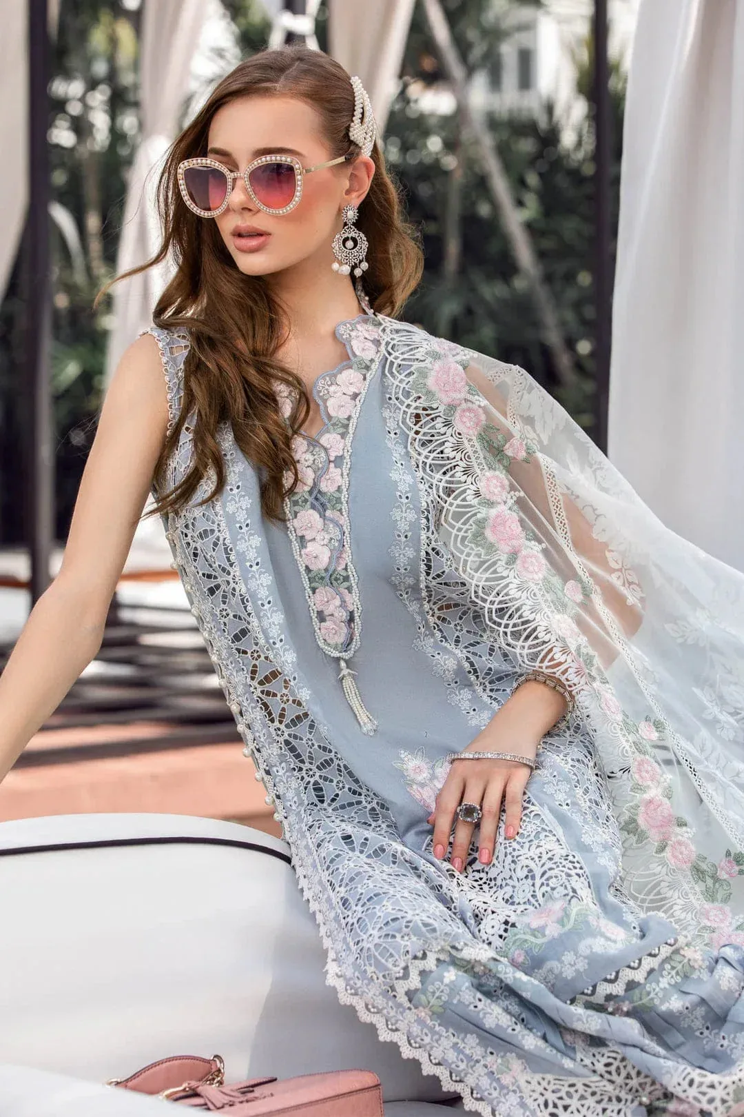 Maria B Blue Organza – view 6 – Poshaq