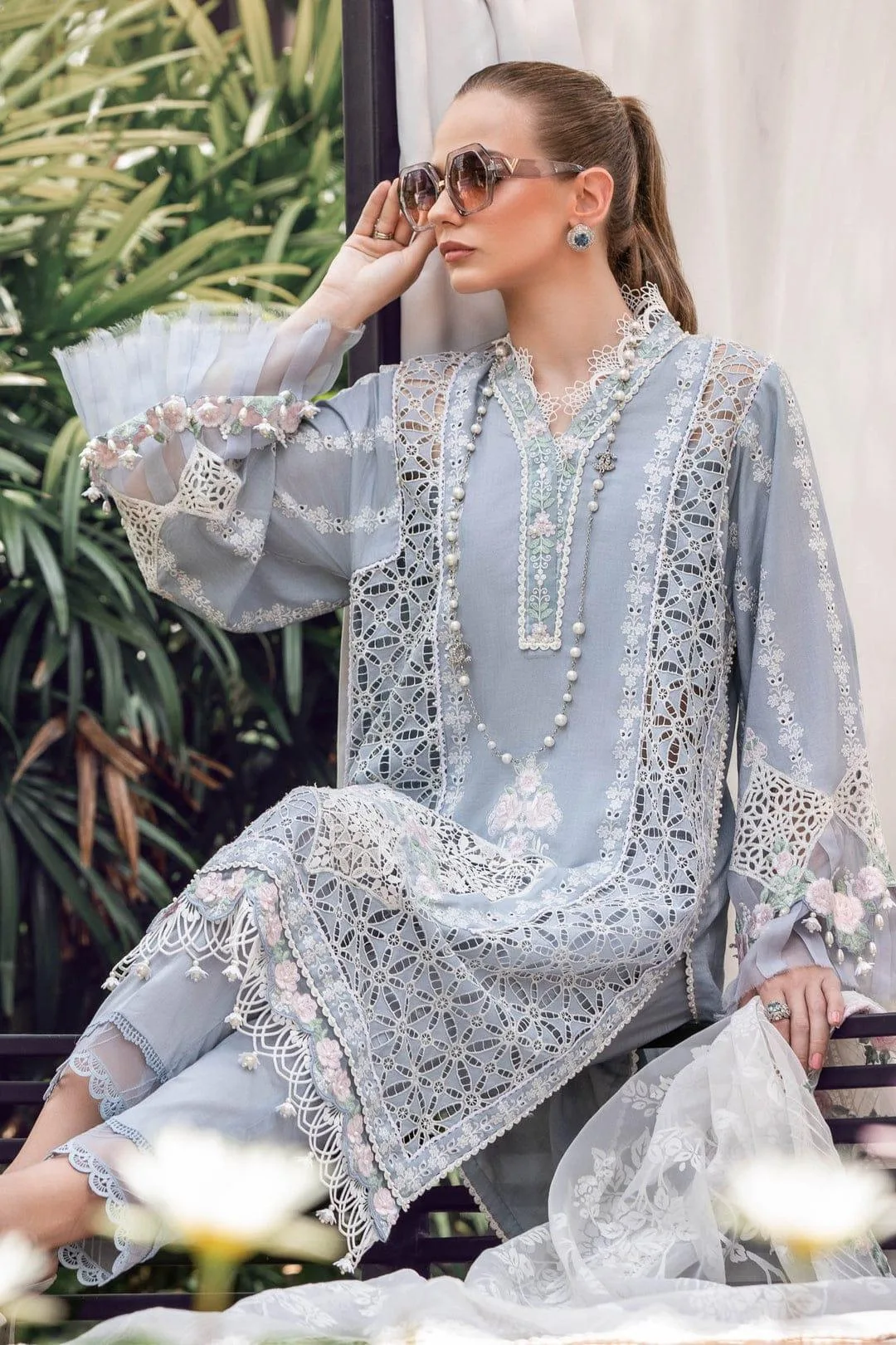 Maria B Blue Organza – view 7 – Poshaq