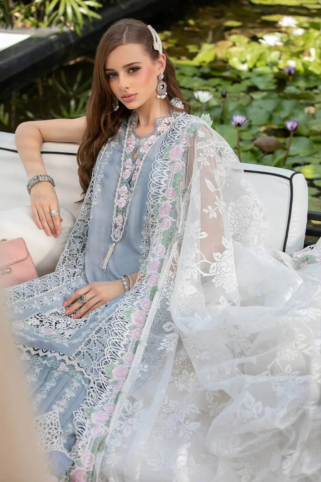 Maria B Blue Organza – view 8 – Poshaq