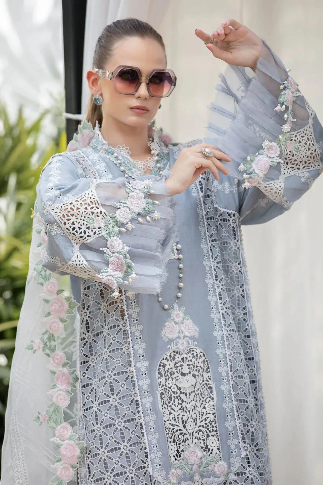 Maria B Blue Organza – view 9 – Poshaq