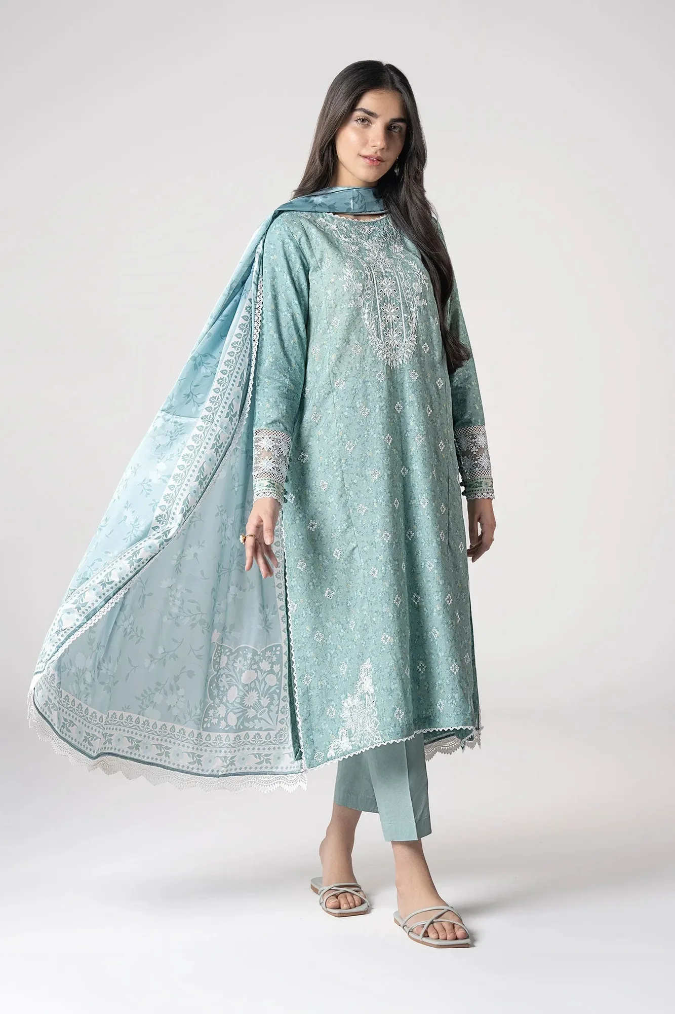 Maria B Basics RTW Green Cambric – view 4 – Poshaq