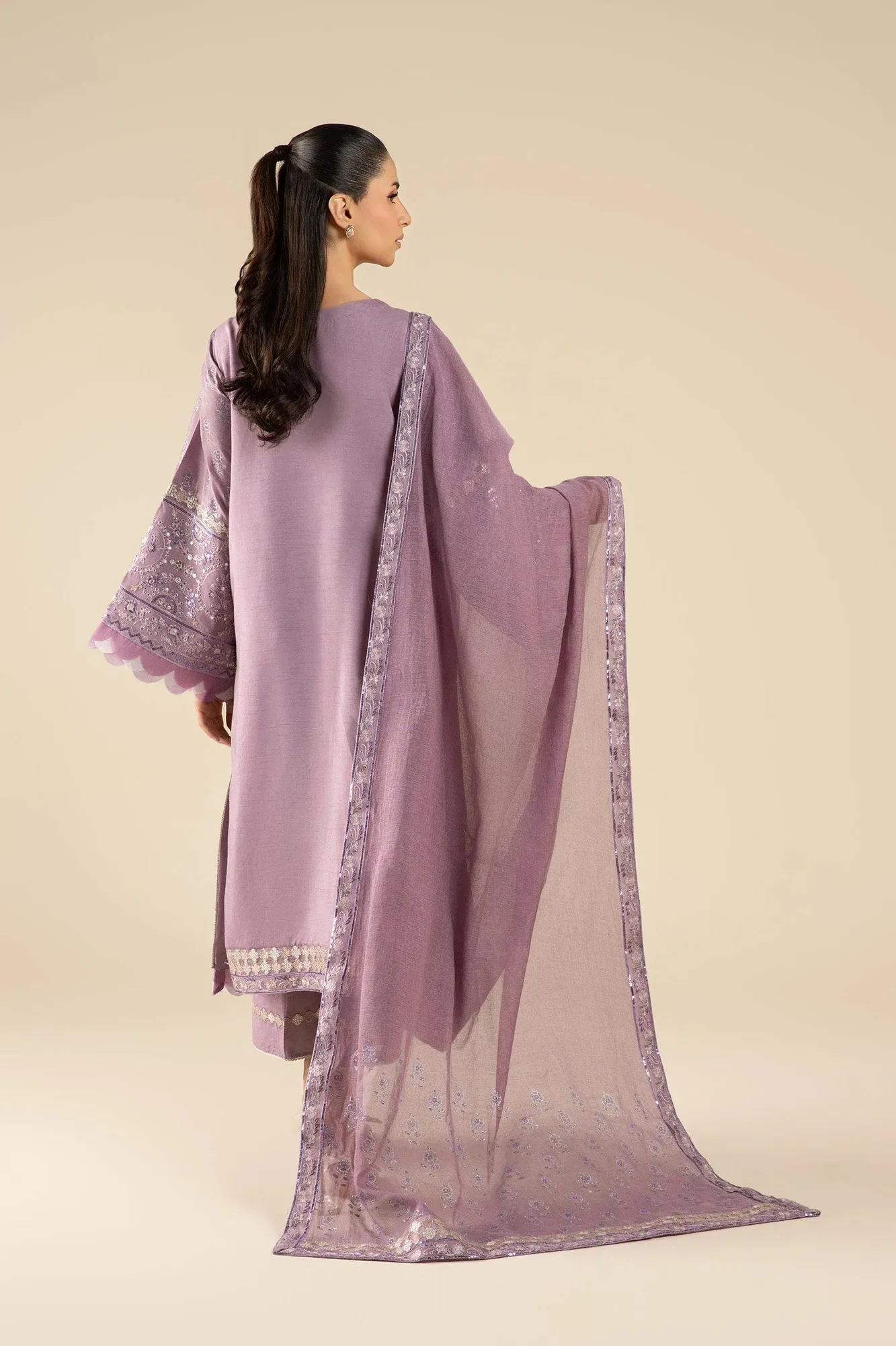 Maria B Basics RTW Lilac Organza – view 2 – Poshaq