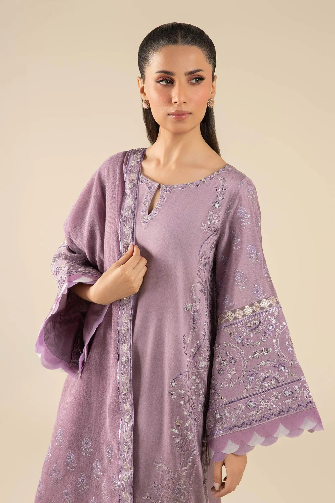 Maria B Basics RTW Lilac Organza – view 3 – Poshaq