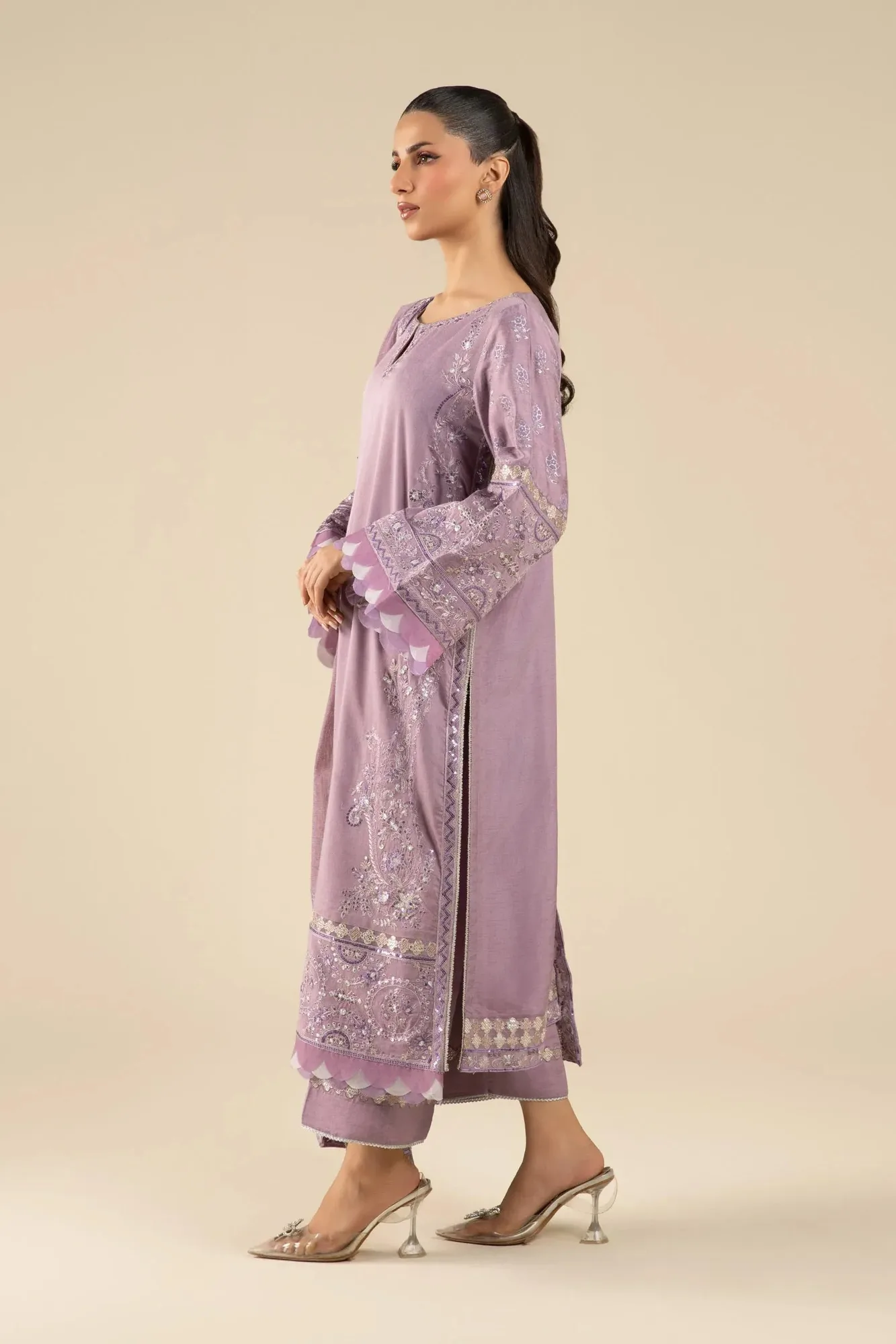 Maria B Basics RTW Lilac Organza – view 4 – Poshaq