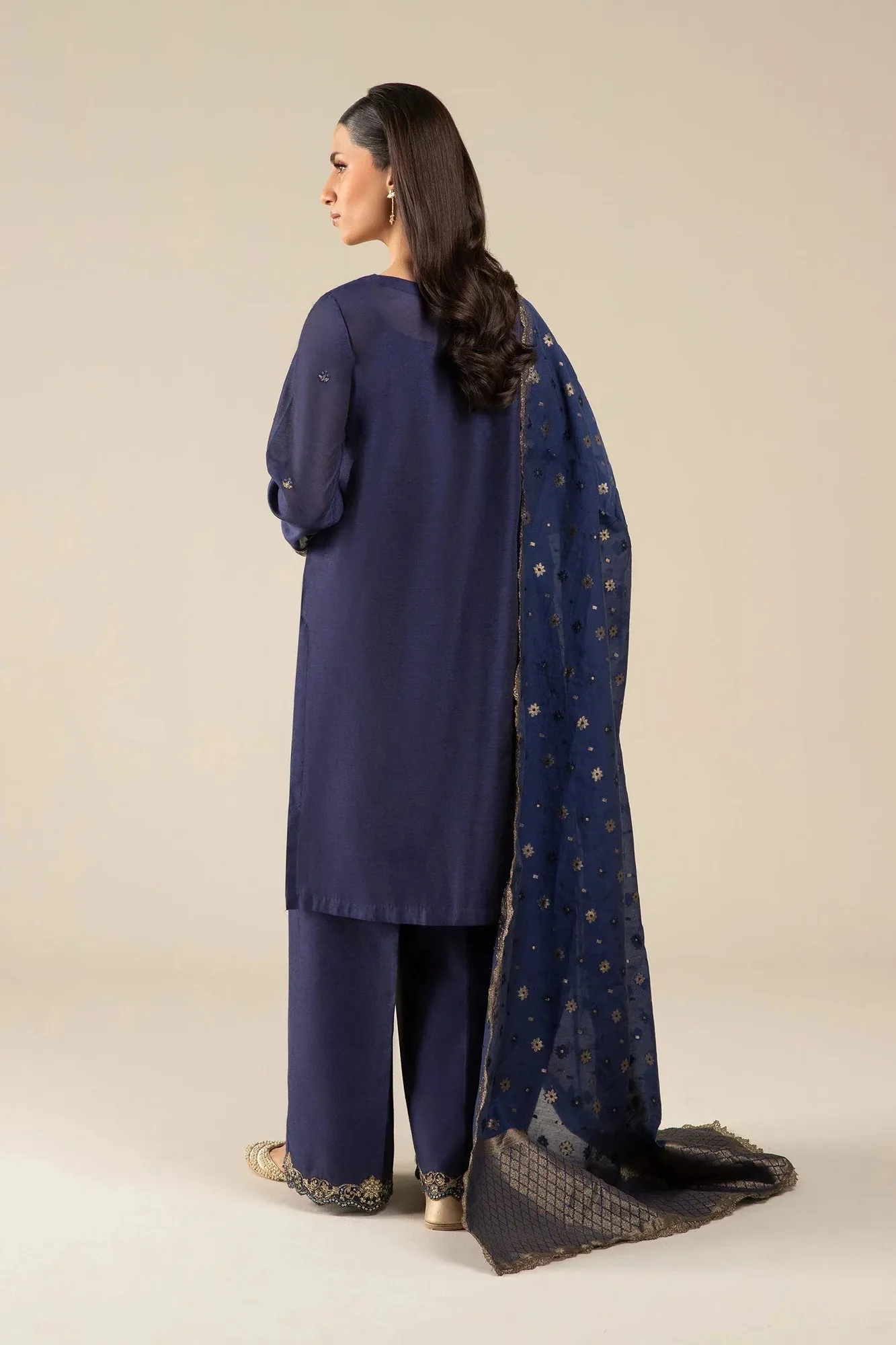 Maria B Basics RTW Blue Jacquard – view 2 – Poshaq