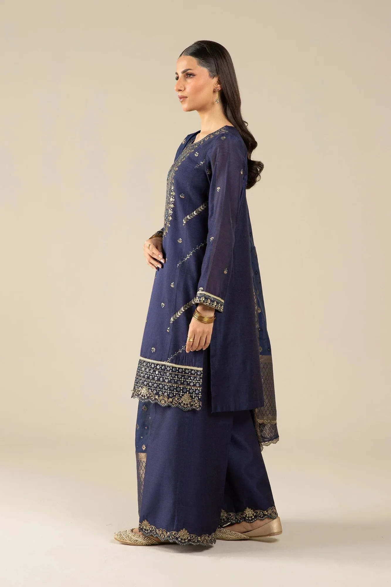 Maria B Basics RTW Blue Jacquard – view 4 – Poshaq