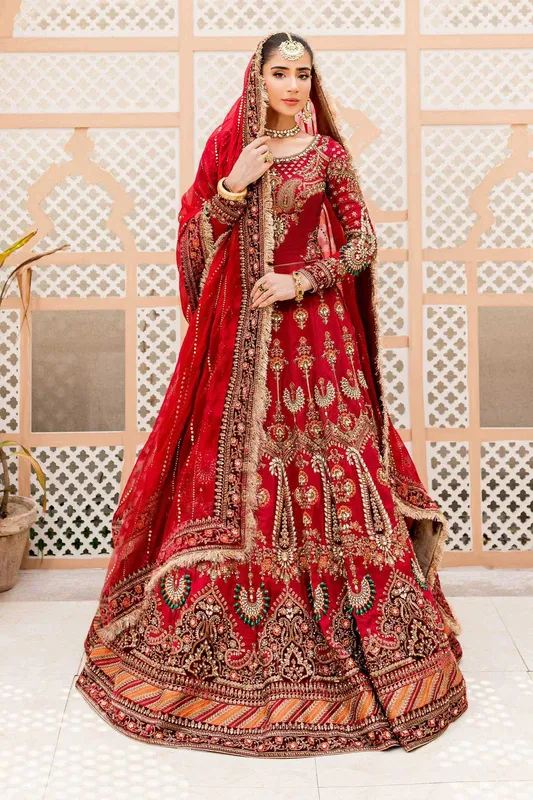Maria B Bridal Couture Green Velvet – view 1 – Poshaq