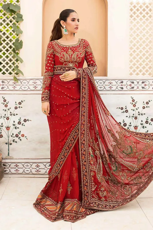 Maria B Bridal Couture Green Velvet – view 1 – Poshaq