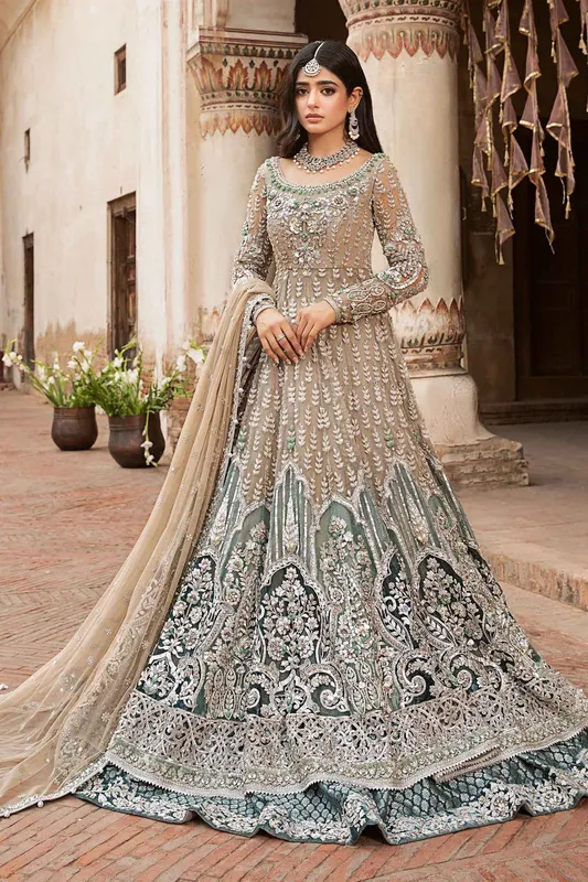 Maria B Bridal Couture Green Organza – view 1 – Poshaq