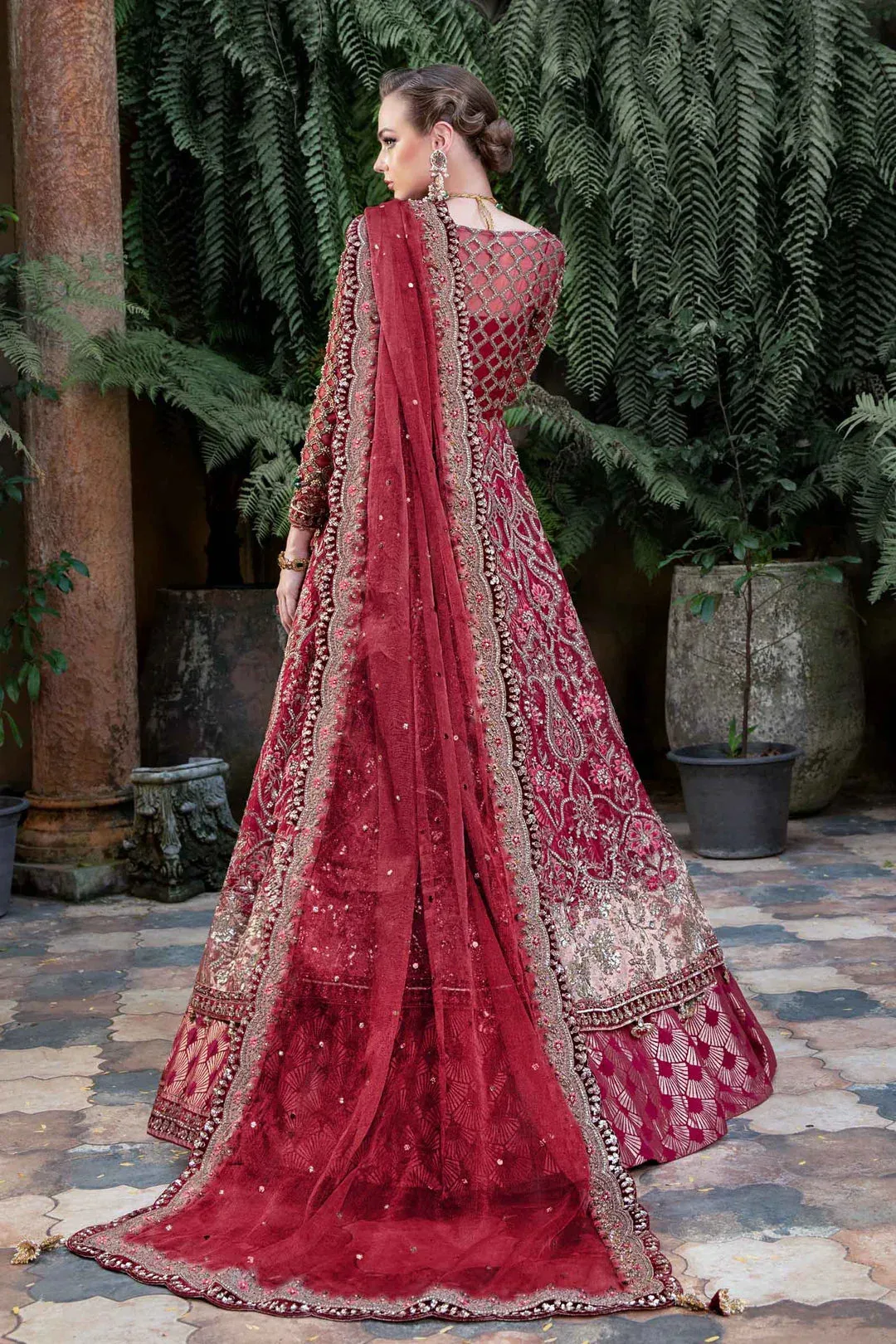 Maria B Bridal Couture Red – view 2 – Poshaq