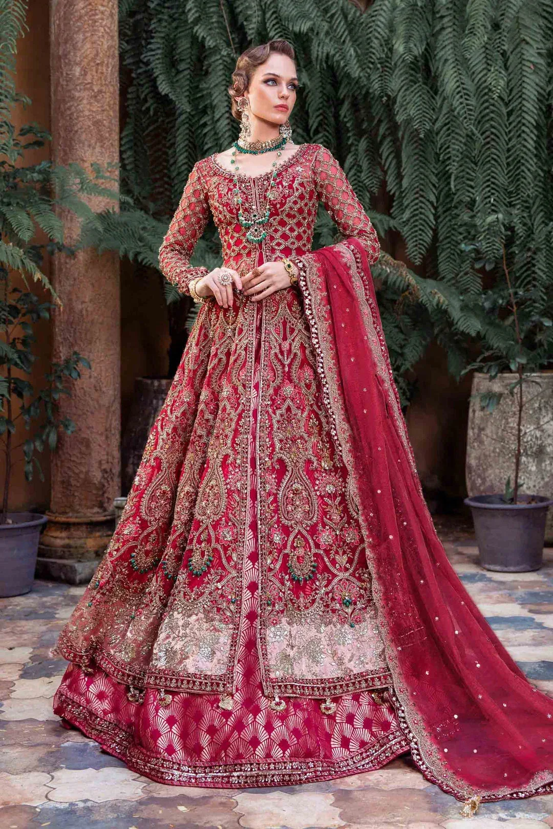 Maria B Bridal Couture Red – view 3 – Poshaq