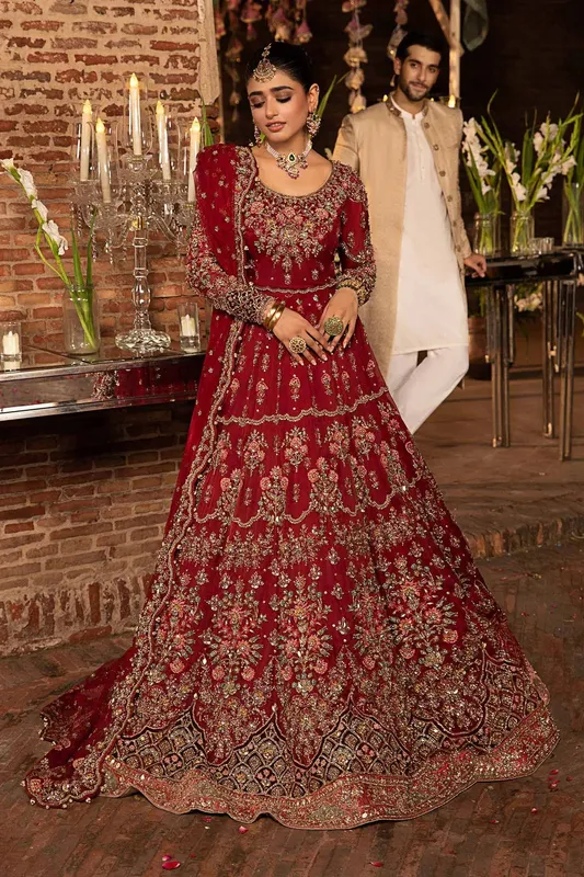 Maria B Bridal Couture Red – view 1 – Poshaq