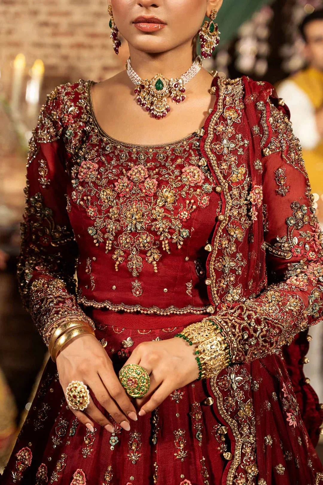 Maria B Bridal Couture Red – view 3 – Poshaq