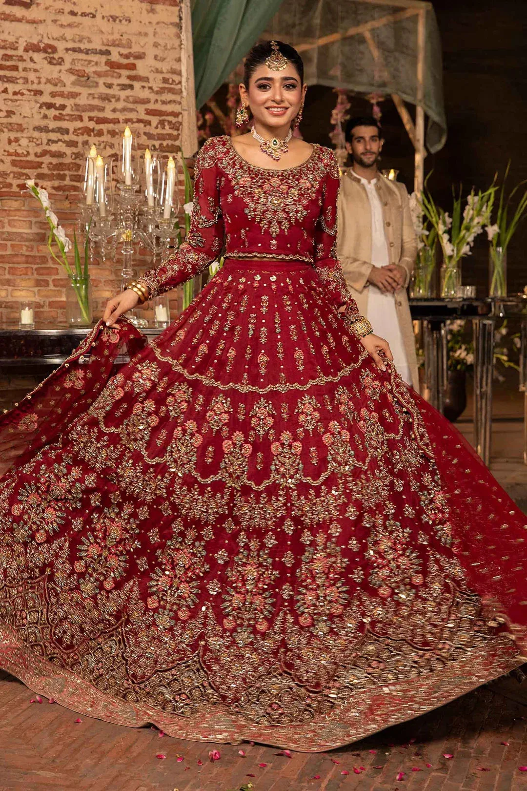 Maria B Bridal Couture Red – view 4 – Poshaq