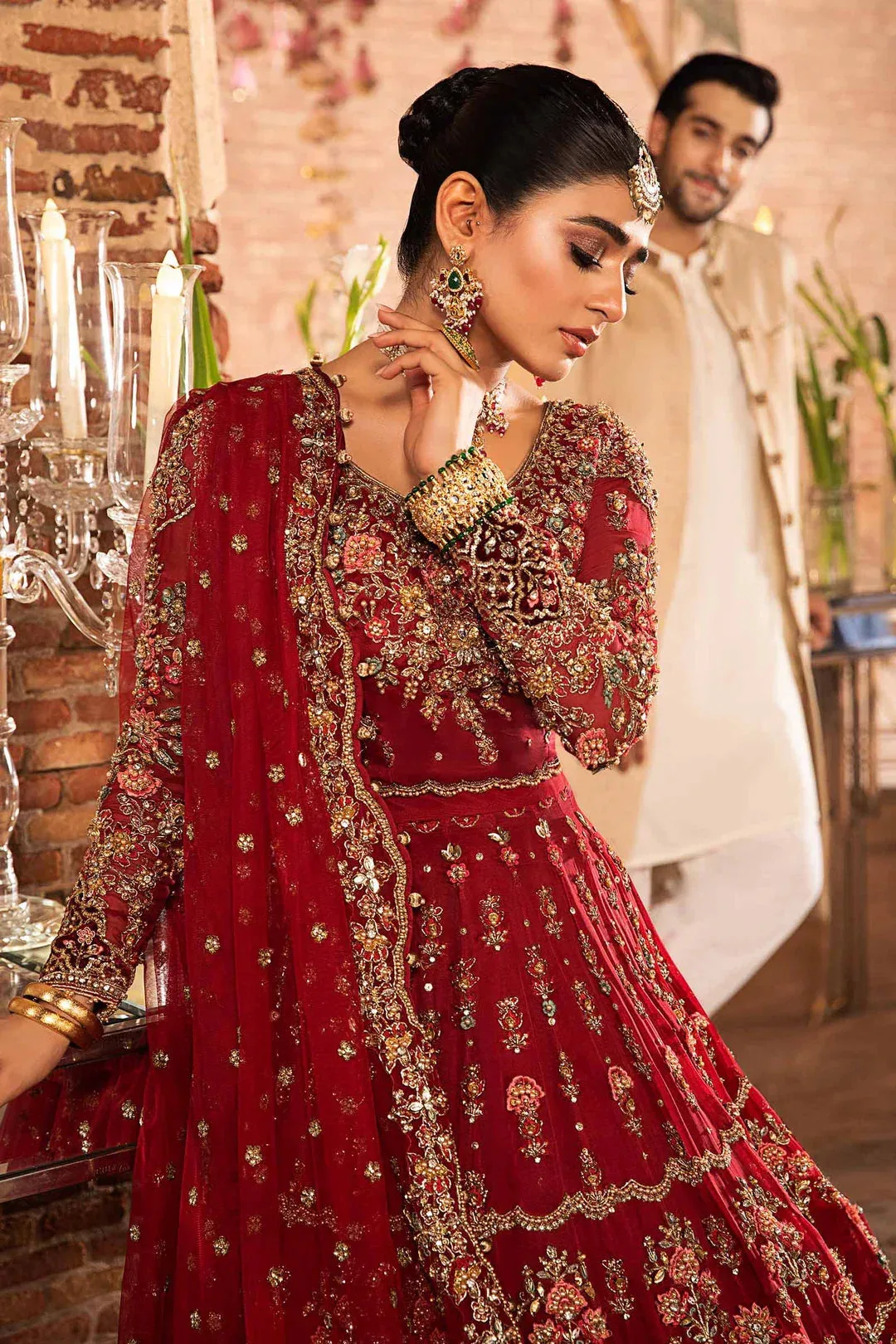 Maria B Bridal Couture Red – view 5 – Poshaq