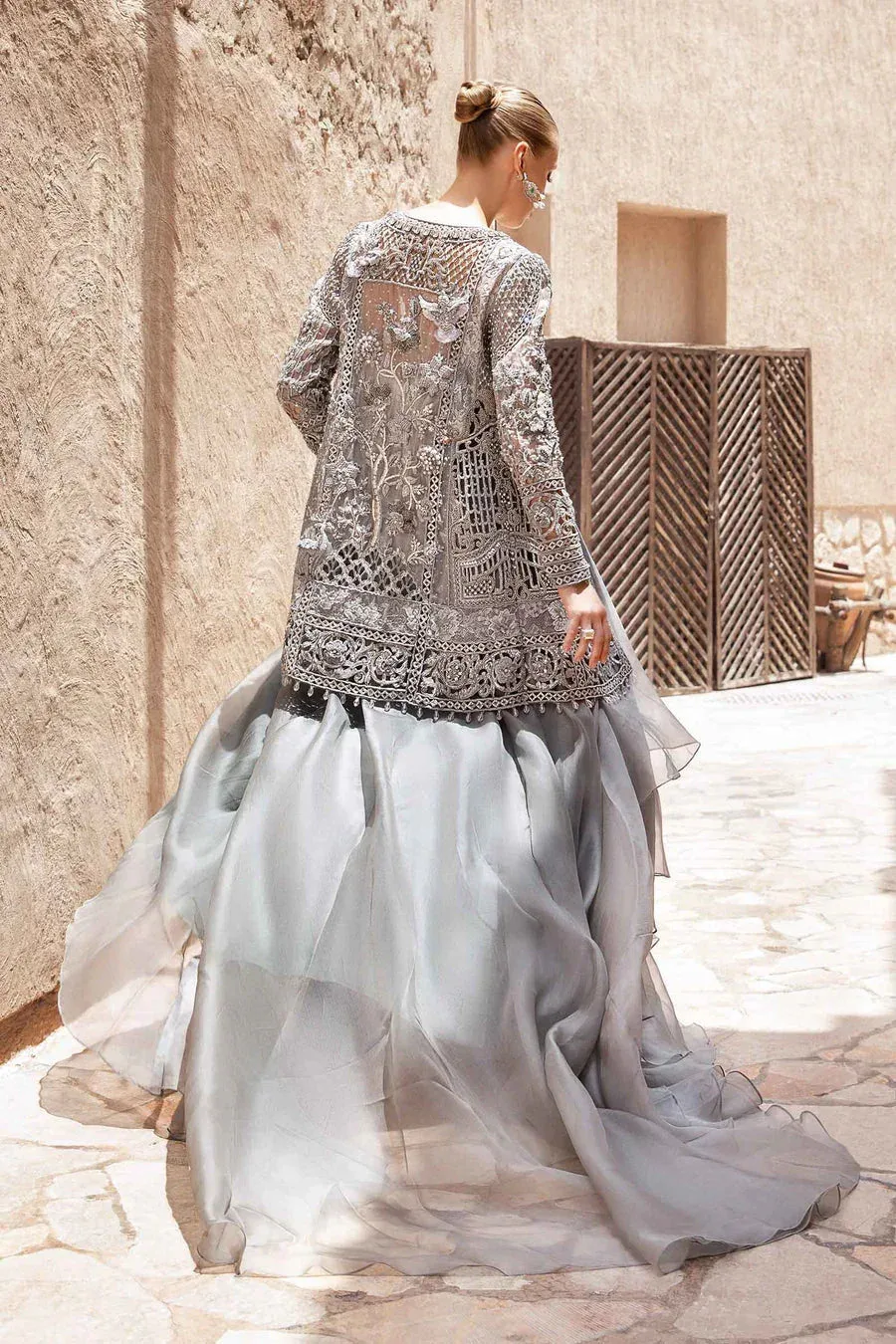 Maria B Bridal Formals Grey Organza – view 2 – Poshaq