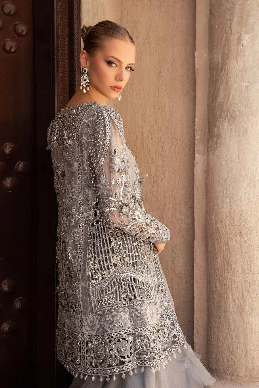 Maria B Bridal Formals Grey Organza – view 4 – Poshaq