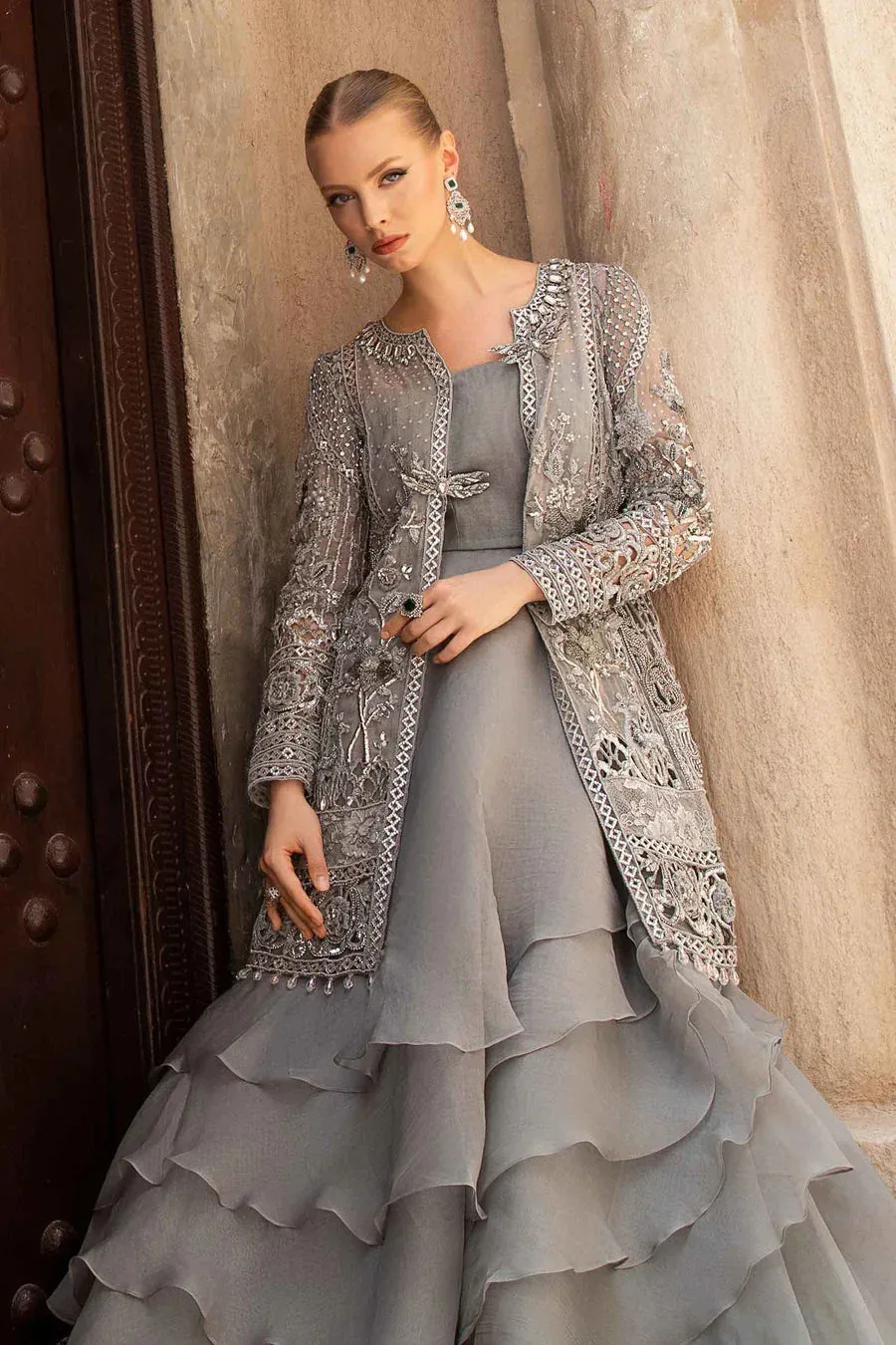Maria B Bridal Formals Grey Organza – view 6 – Poshaq