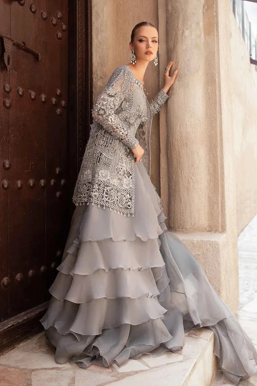 Maria B Bridal Formals Grey Organza – view 7 – Poshaq