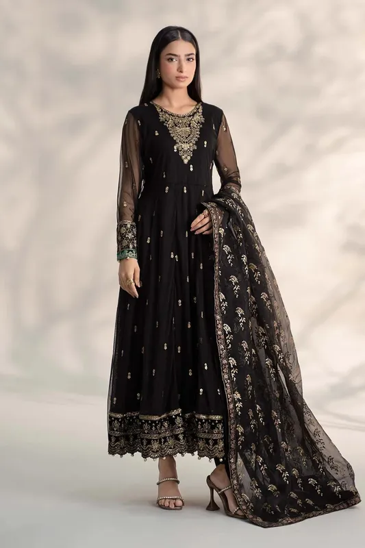 Maria B Casual Pret 2024 Black Organza – view 1 – Poshaq