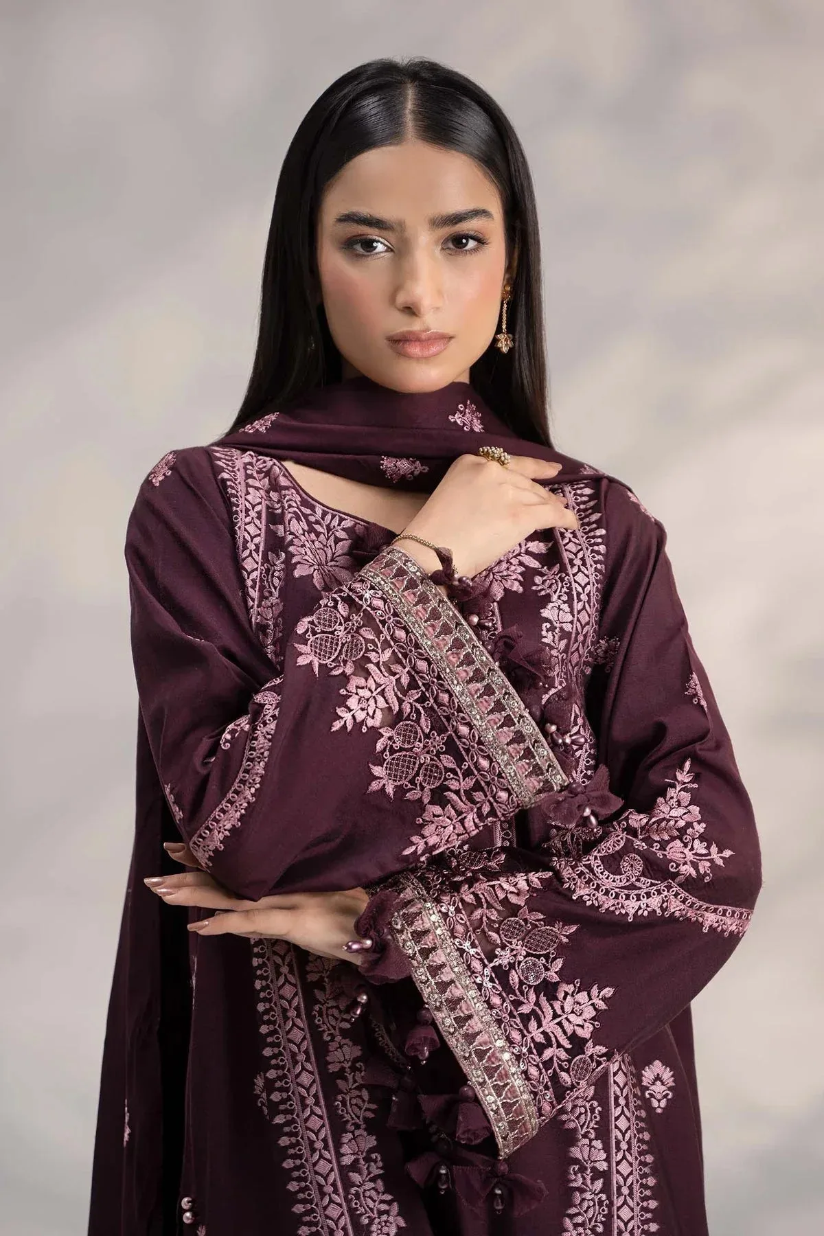 Maria B Casual Pret 2024 Brown Jacquard – view 3 – Poshaq