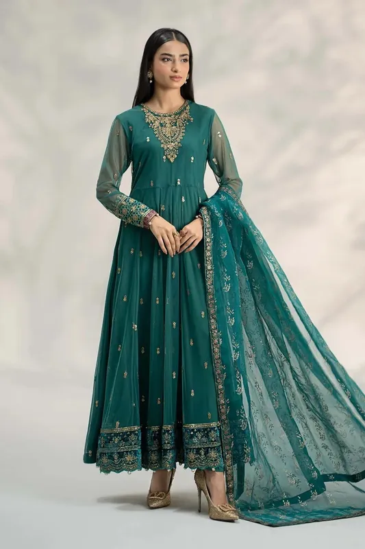 Maria B Casual Pret 2024 Green Organza – view 1 – Poshaq