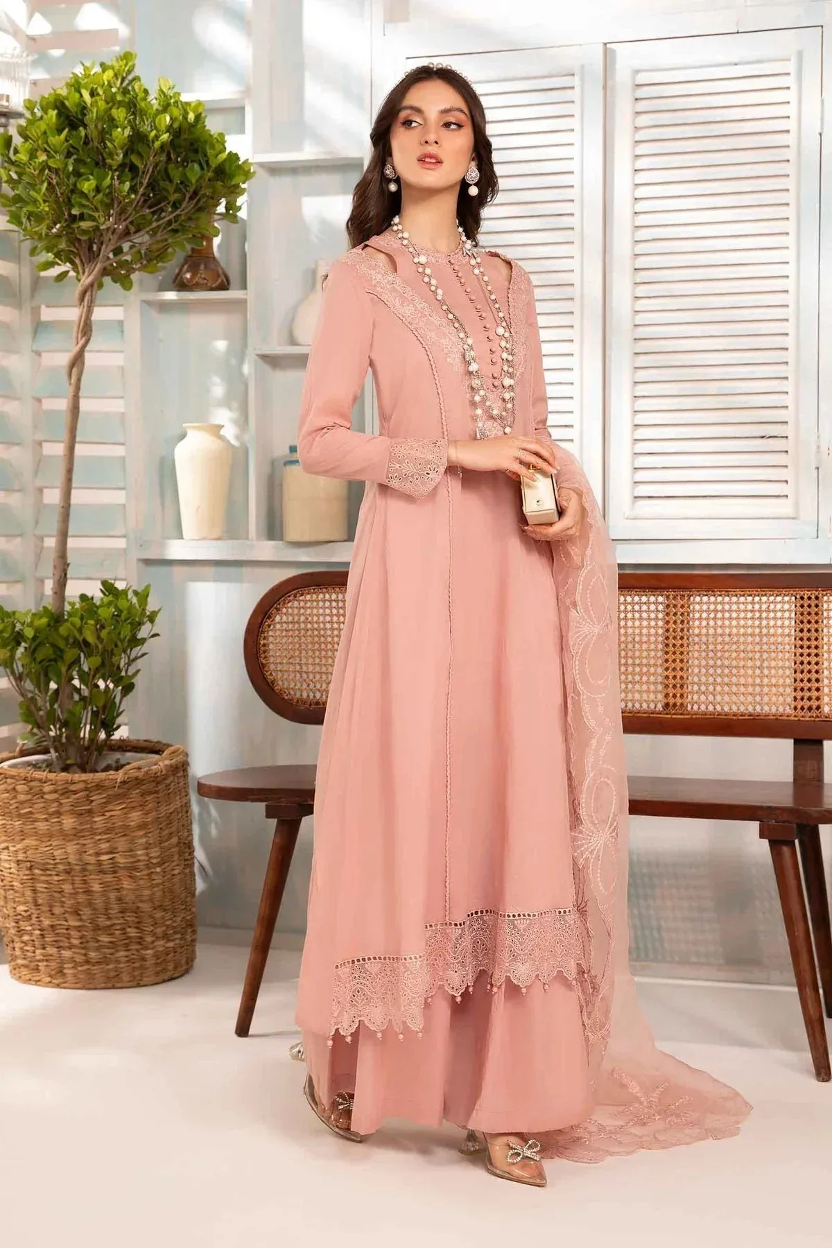 Maria B Casual Pret 2024 Pink Organza – view 4 – Poshaq
