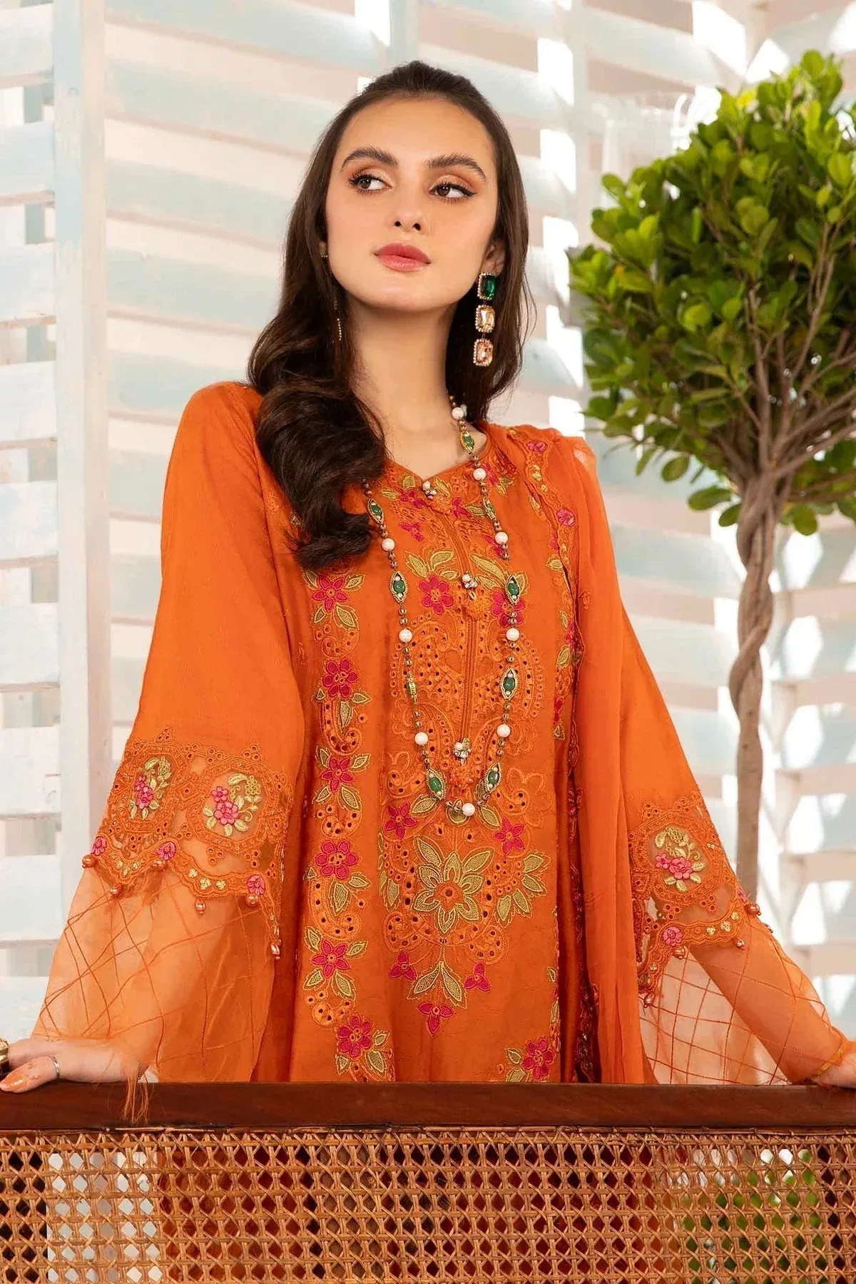 Maria B Casual Pret 2024 Orange Jacquard – view 2 – Poshaq