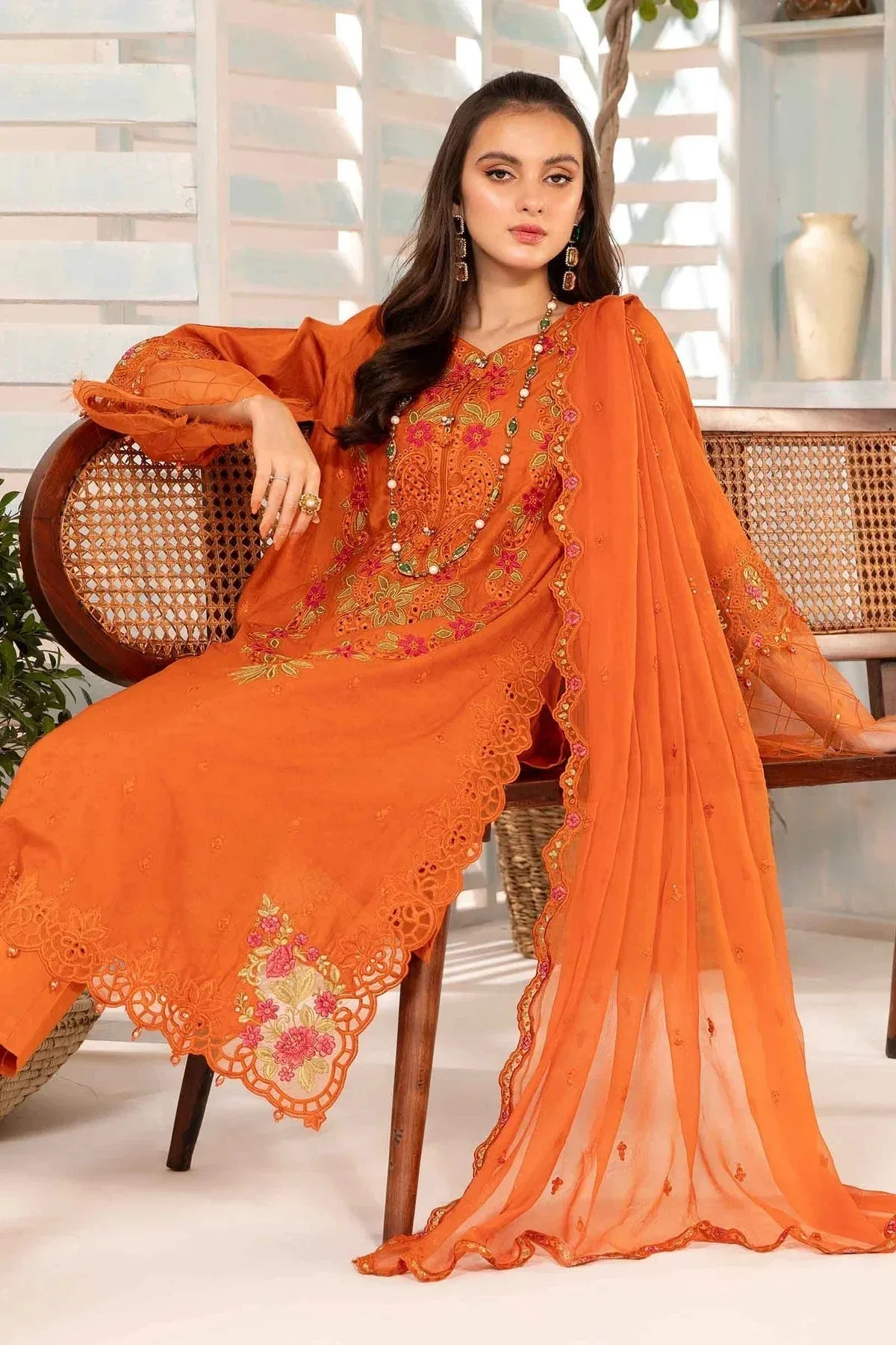 Maria B Casual Pret 2024 Orange Jacquard – view 5 – Poshaq