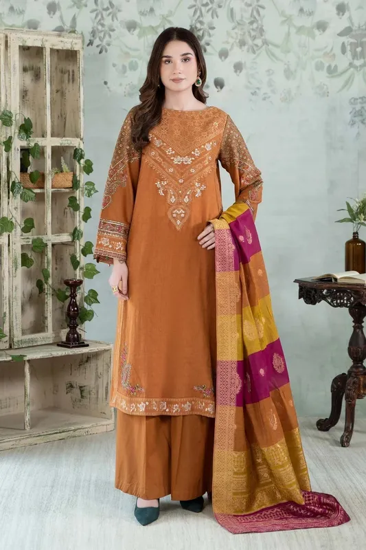 Maria B Casual Pret 2024 Rust Jacquard – view 1 – Poshaq