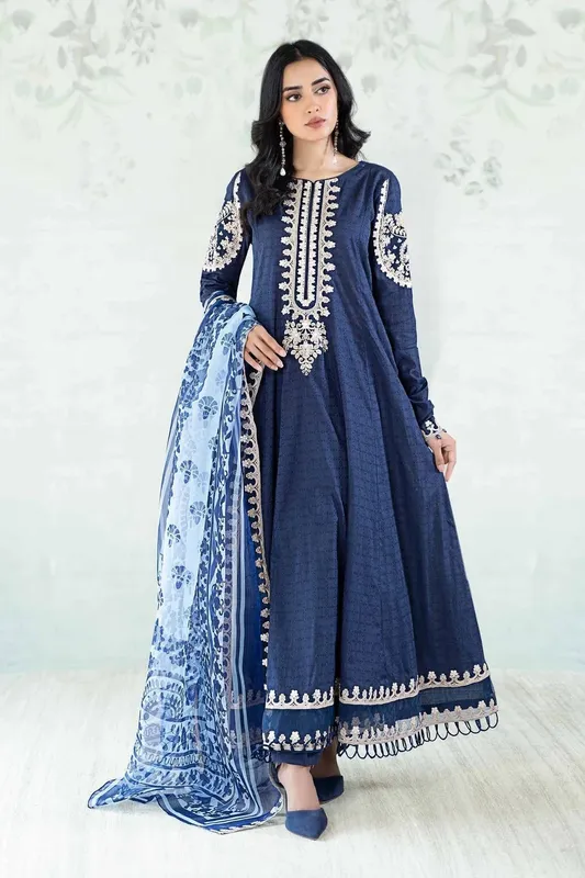 Maria B Casual Pret 2024 Blue Jacquard – view 1 – Poshaq