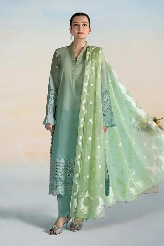 Maria B Casual Pret 2024 Green Organza – view 1 – Poshaq
