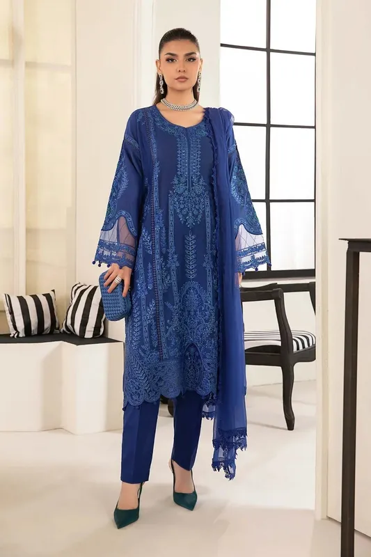 Maria B Casual Pret 2024 Blue Organza – view 1 – Poshaq