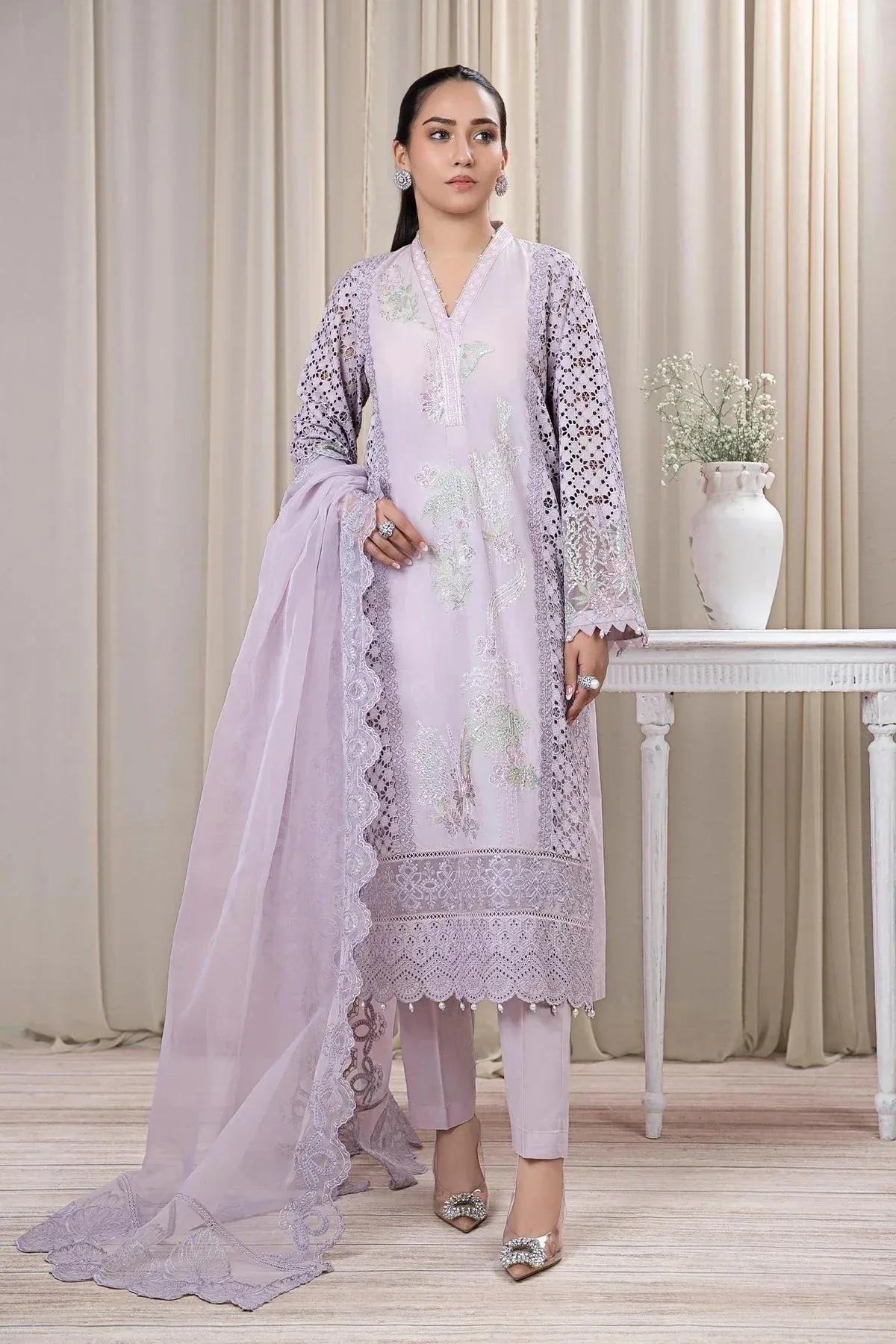 Maria B Casual Pret 2024 Lilac Organza – view 1 – Poshaq