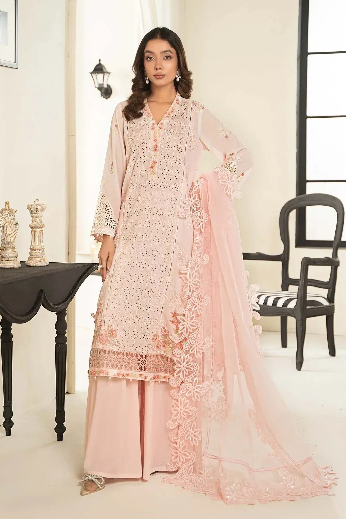 Maria B Casual Pret 2024 Pink Organza – view 1 – Poshaq