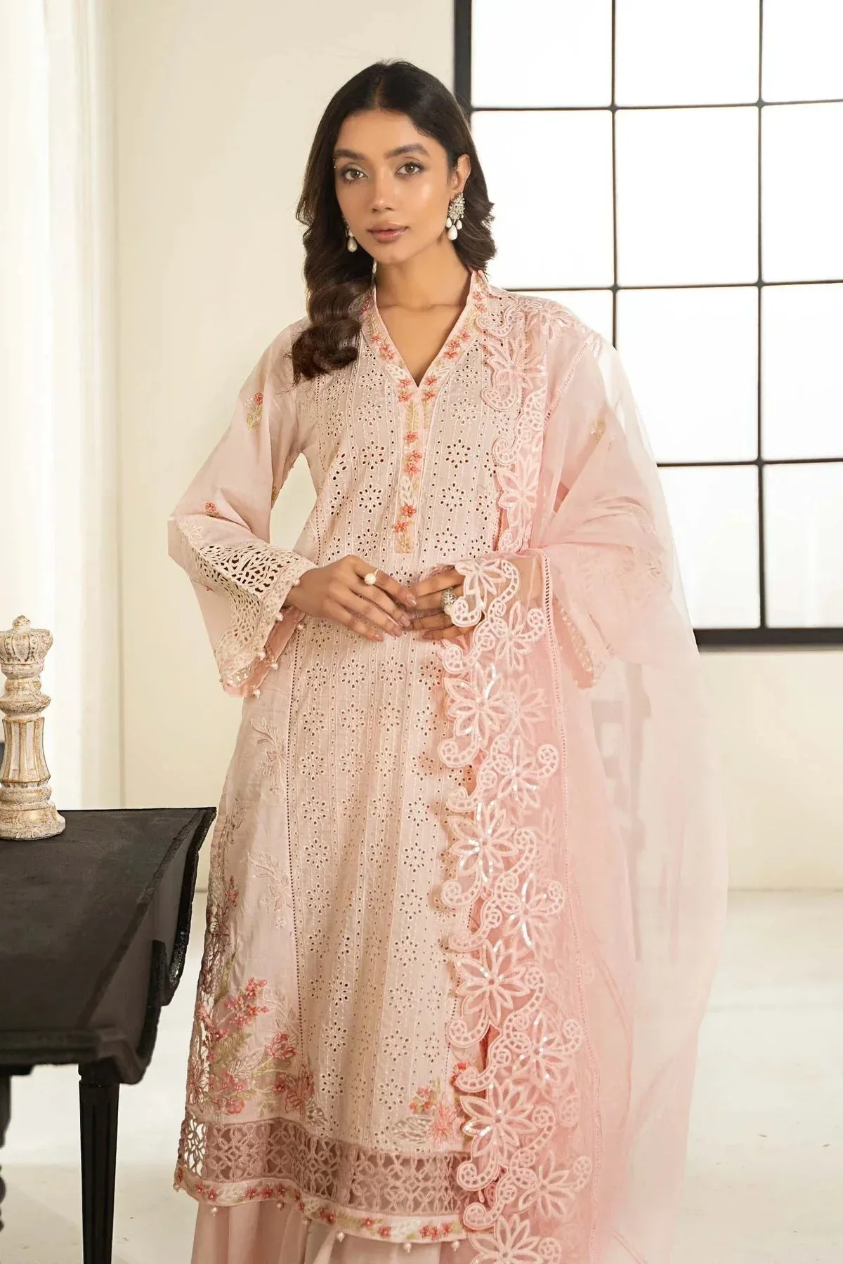 Maria B Casual Pret 2024 Pink Organza – view 5 – Poshaq