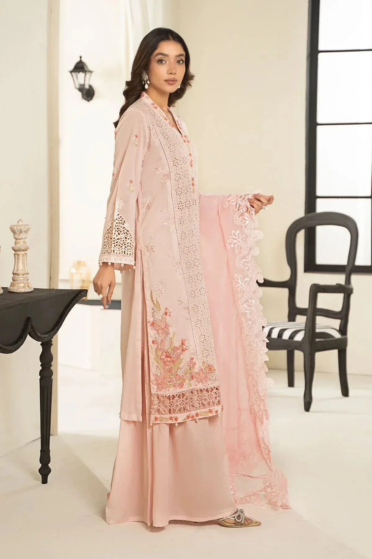 Maria B Casual Pret 2024 Pink Organza – view 7 – Poshaq