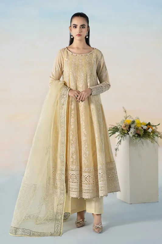 Maria B Casual Pret 2024 Yellow Organza – view 1 – Poshaq