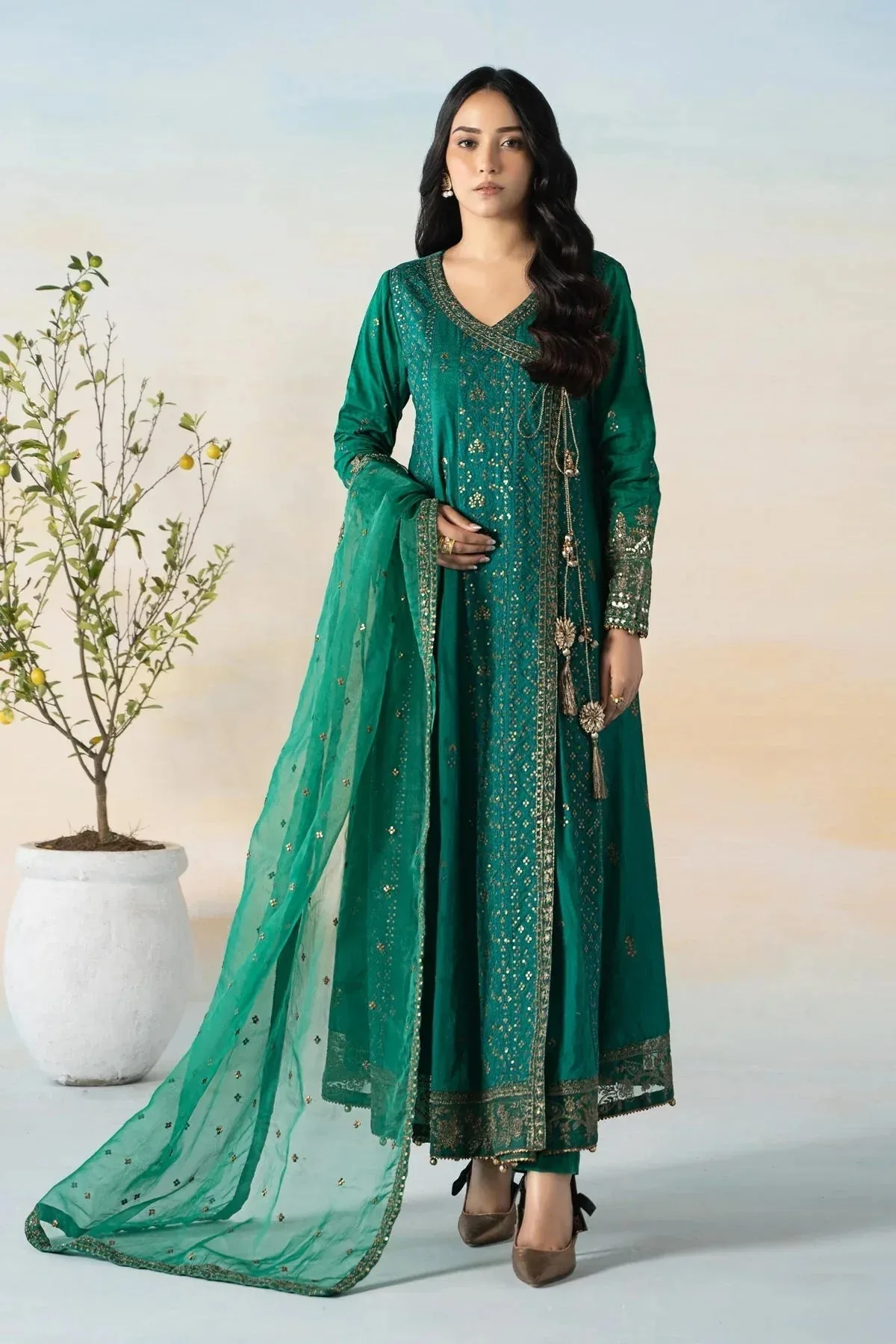Maria B Casual Pret 2024 Green Organza – view 1 – Poshaq