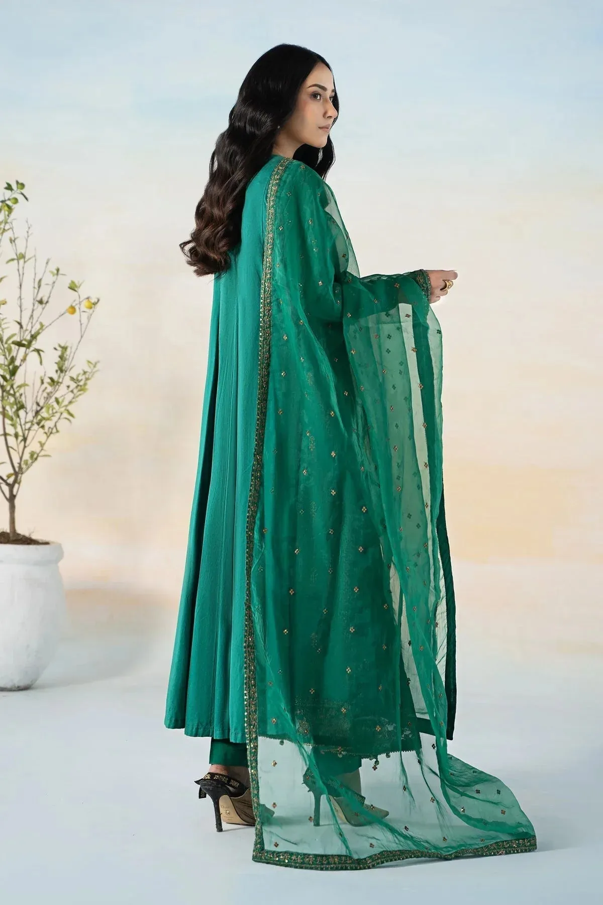 Maria B Casual Pret 2024 Green Organza – view 2 – Poshaq