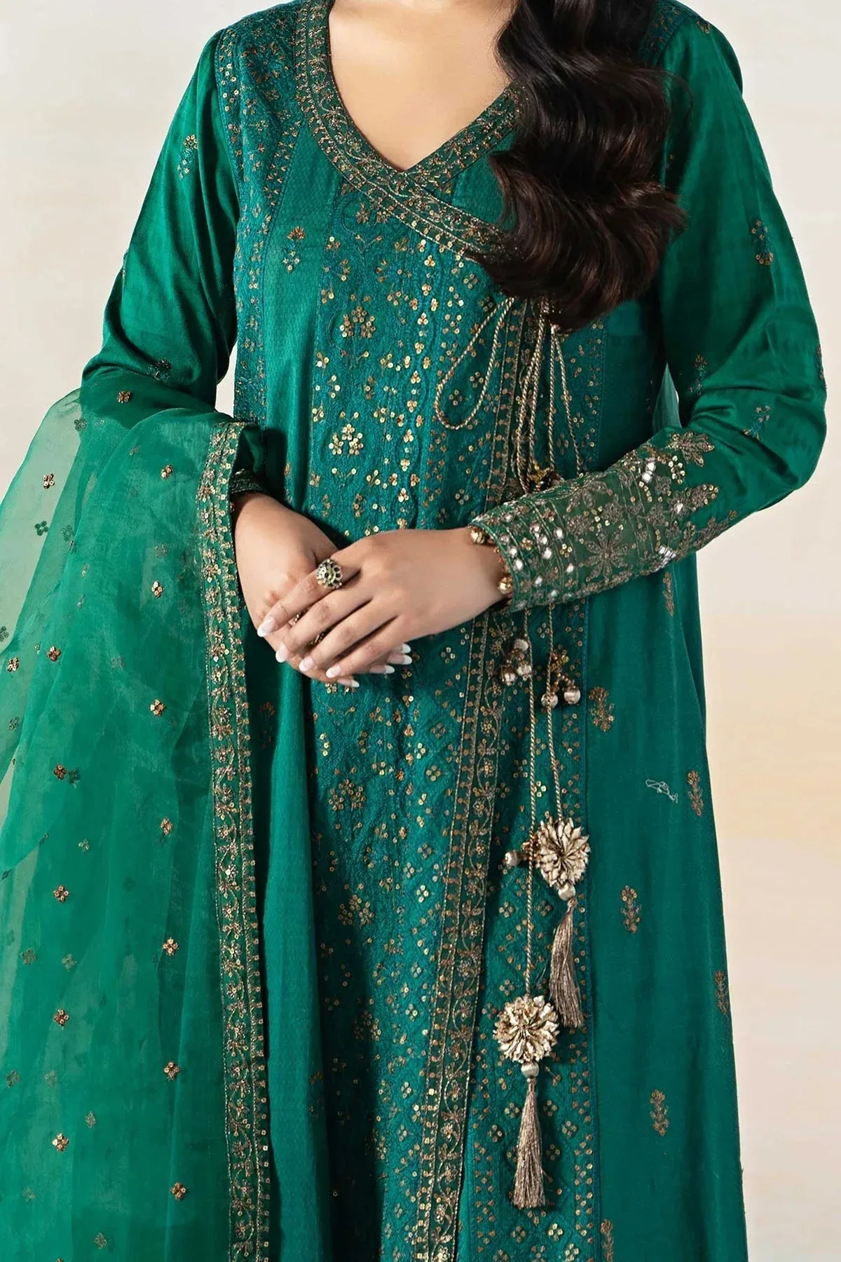 Maria B Casual Pret 2024 Green Organza – view 3 – Poshaq